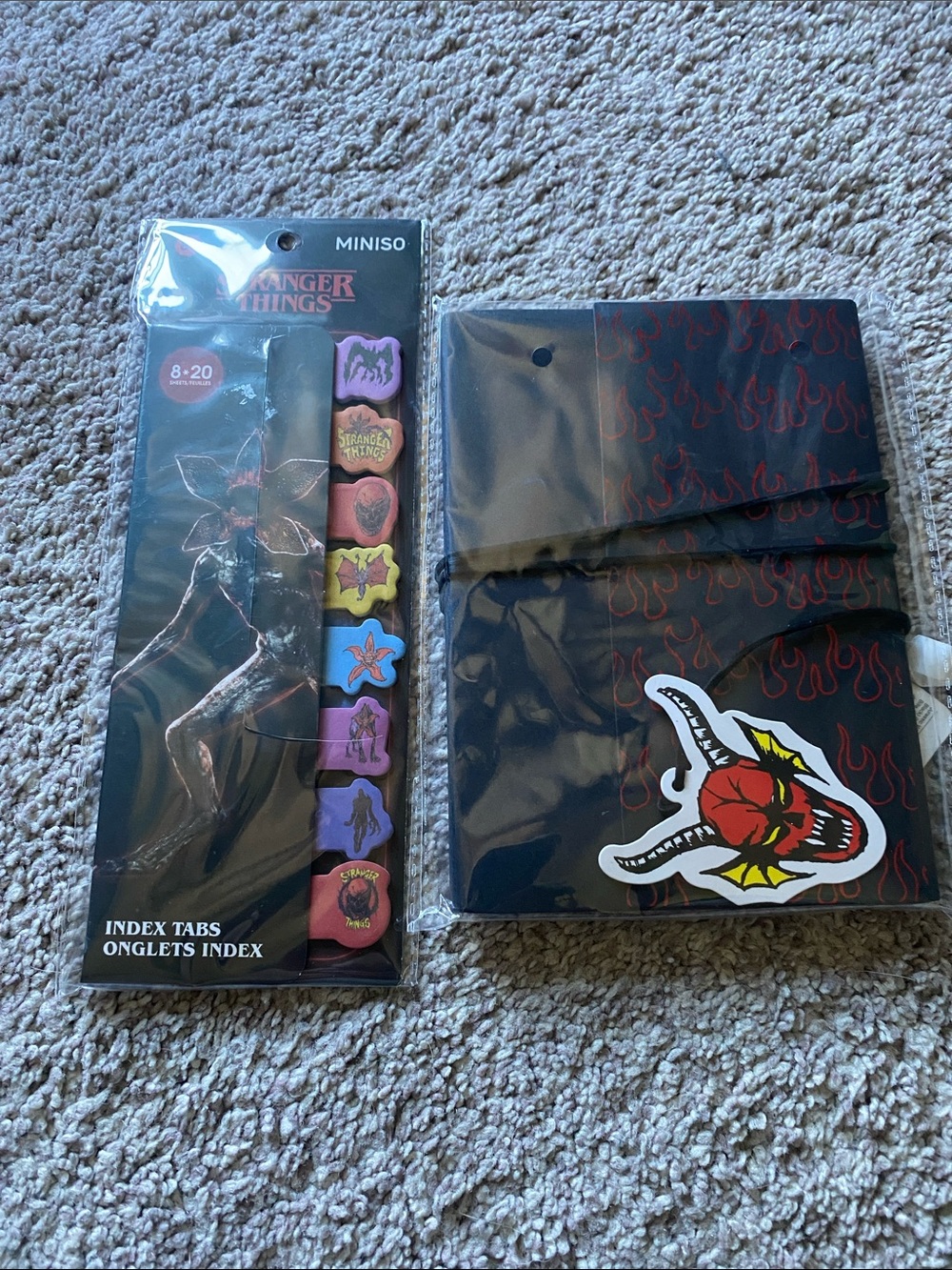 Miniso Stranger Things Kids Purple & Pink Index Tabs and Sticker Set